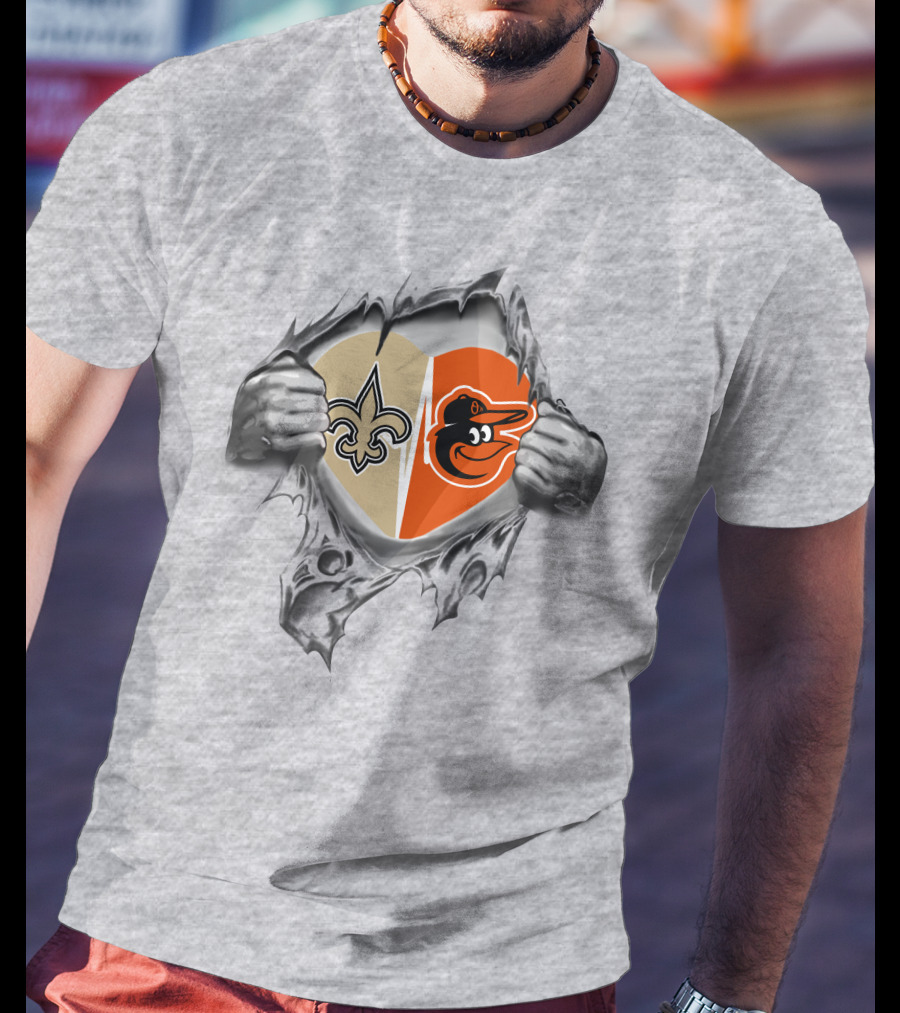 Saints Orioles Heart Symbol T-Shirt
