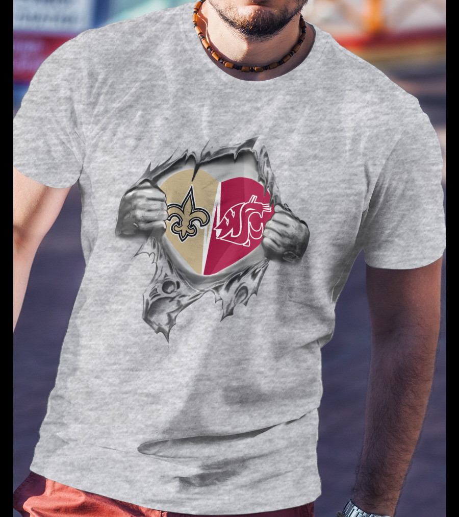 Saints Washington State Cougars Heart It's In My Heart T-Shirt