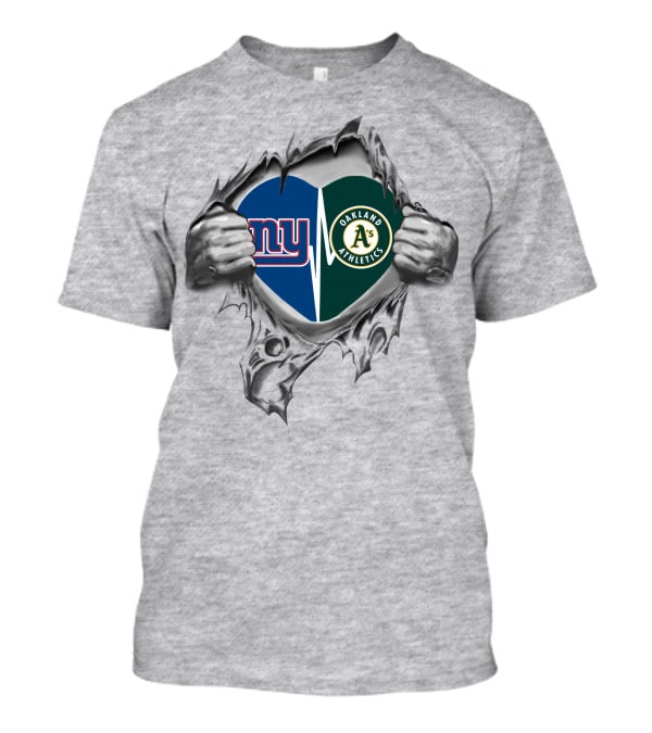 Giants Oakland Athletics Heart Silver Hands T-Shirt