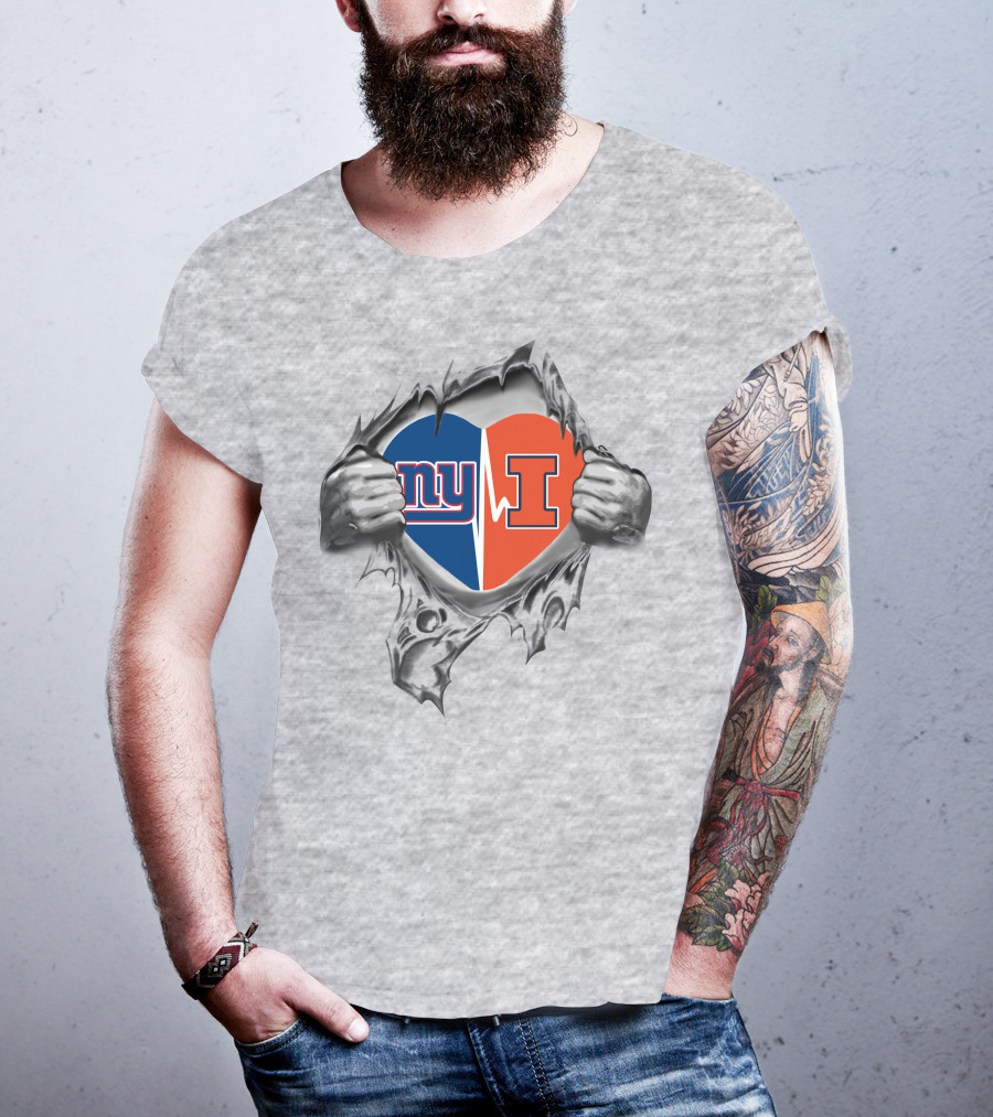 Giants Illinois NY Heart Divide T-Shirt