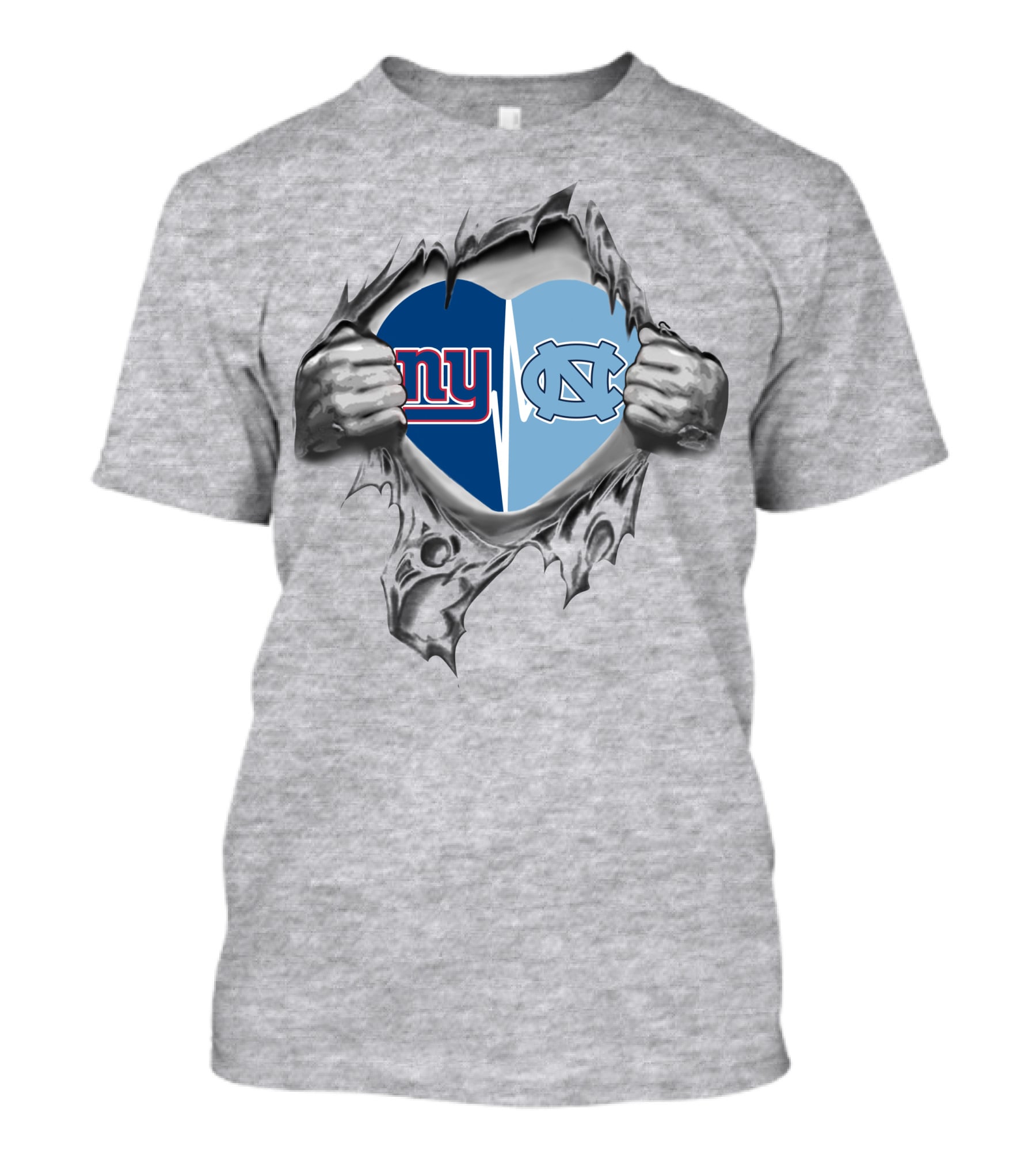 Giants Tar Heels Heart With New York North Carolina T-Shirt