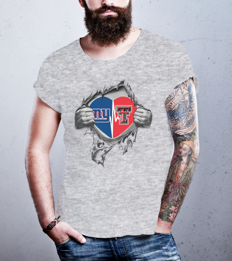 Giants Texas Tech Heart Design Featuring Dual T-Shirt
