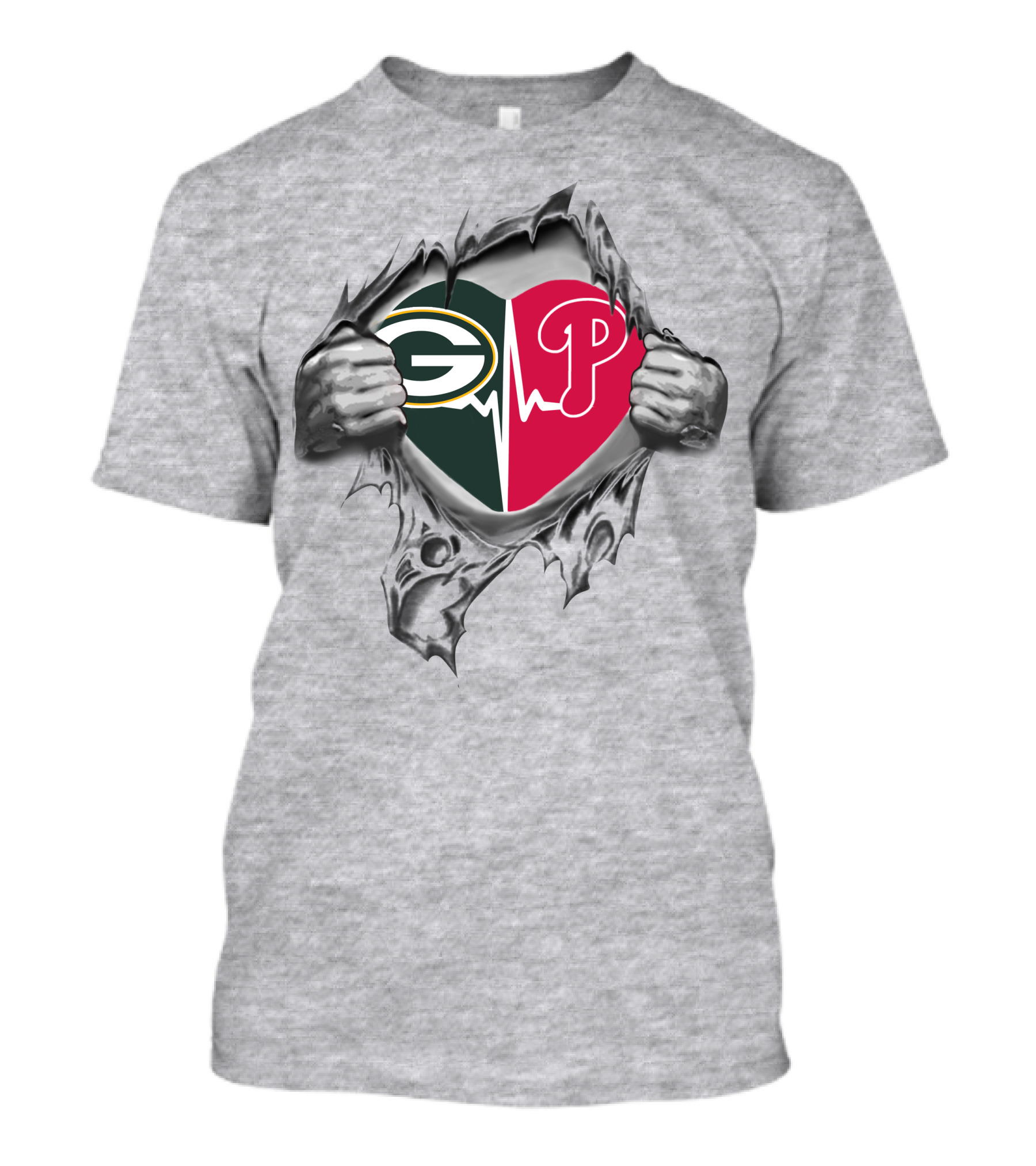 Green Bay Packers Philadelphia Phillies Heartbeat T-Shirt