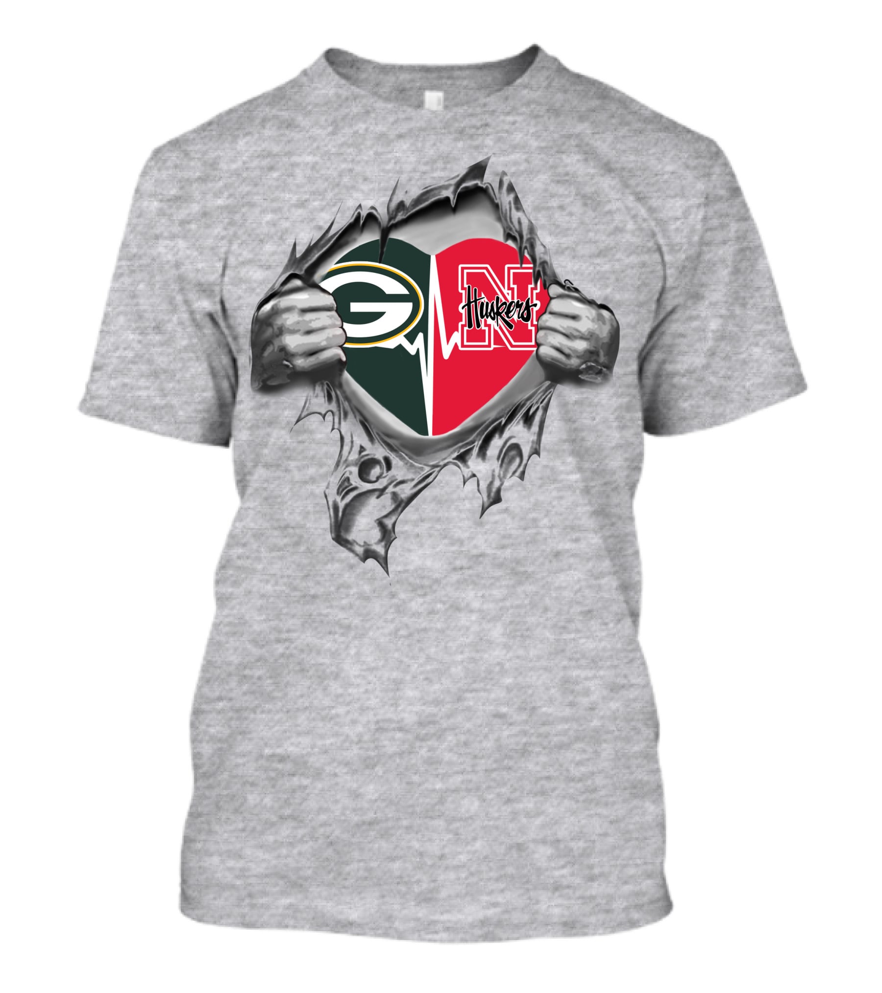 Green Bay Packers Nebraska Cornhuskers Heart T-Shirt