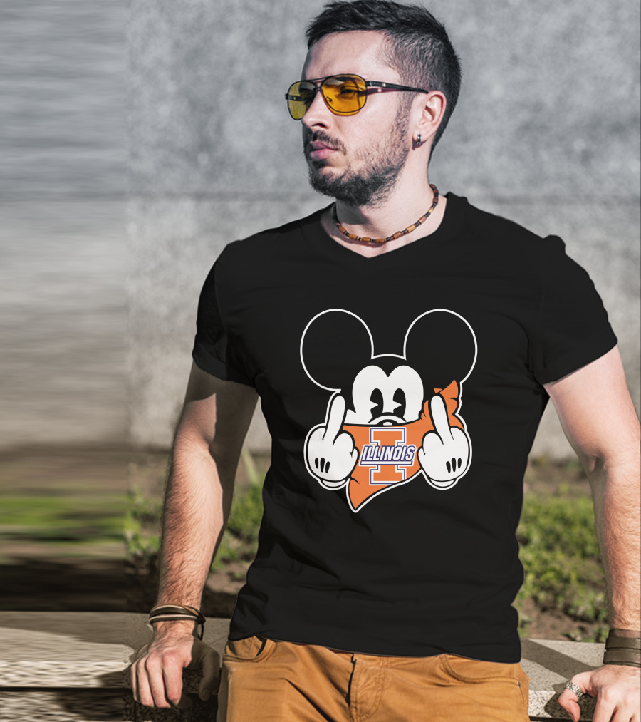 Illinois Fighting Illini Mickey Mouse Gesture T-Shirt