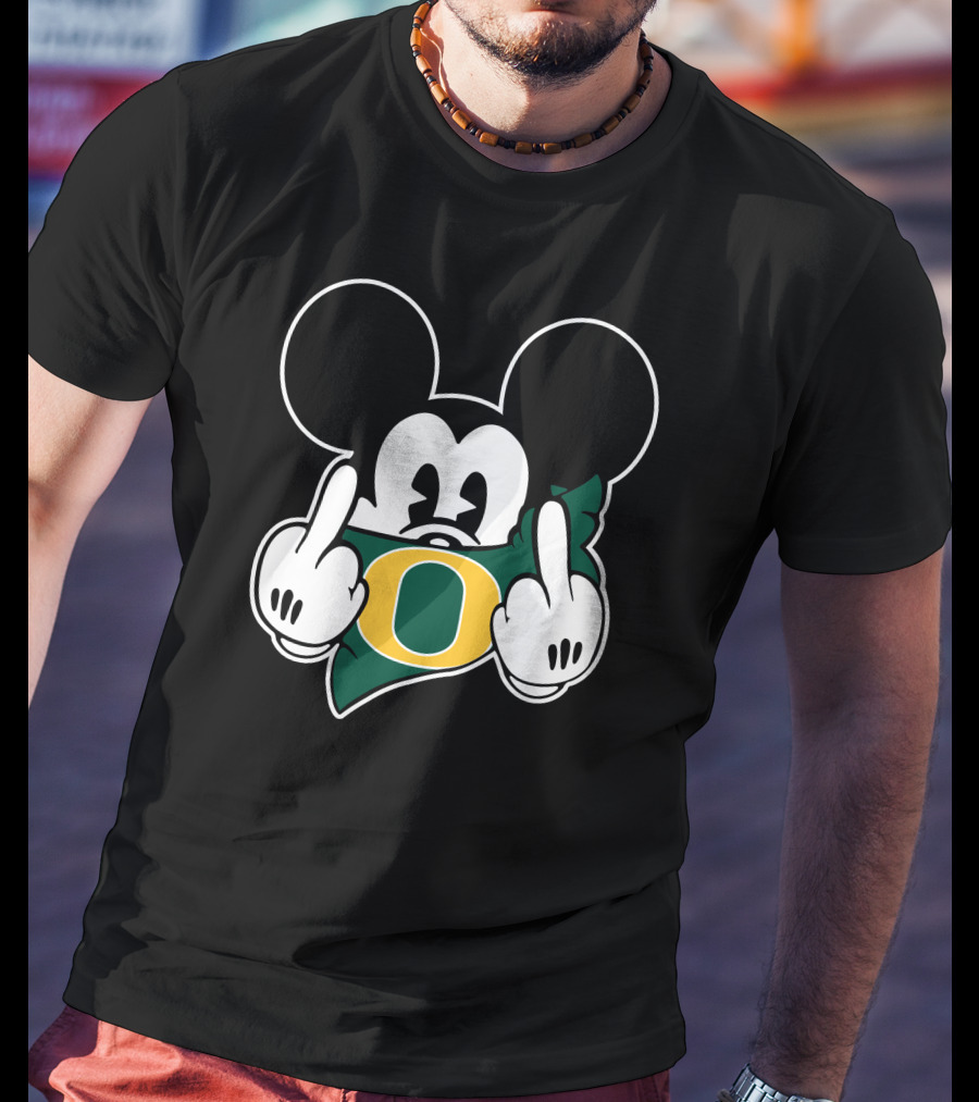 Oregon Ducks Mickey Middle Finger T-Shirt
