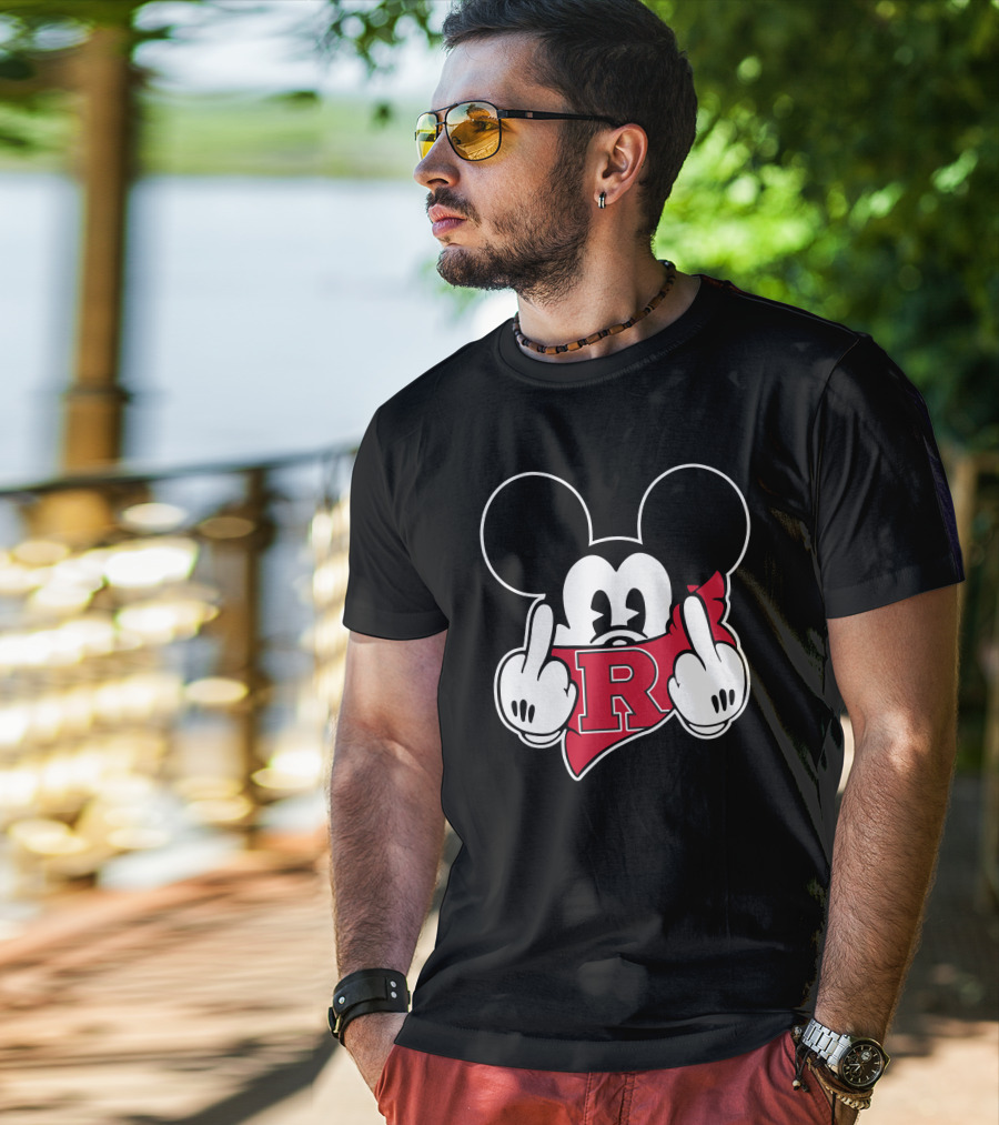 Rutgers Scarlet Knights R Mickey Gesture T-Shirt