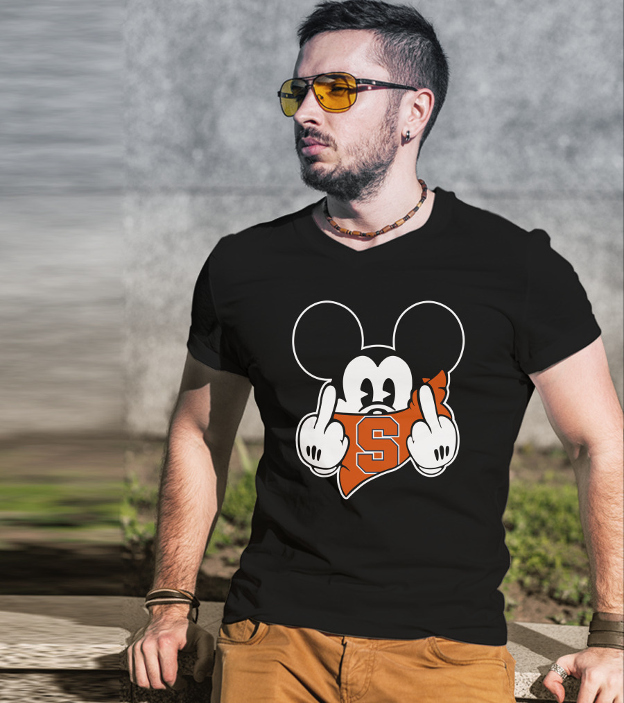 Syracuse Orange Mickey Middle Finger Gesture T-Shirt