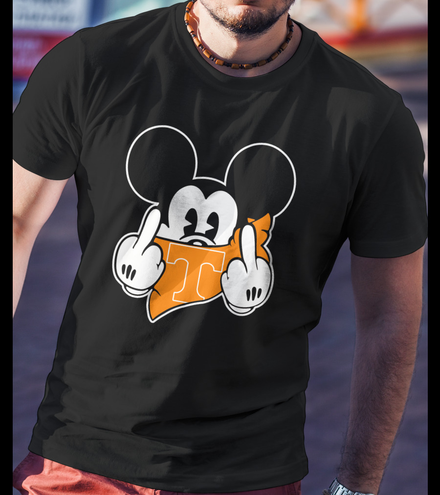 Tennessee Volunteers Mickey Mouse Middle Finger Gesture T-Shirt