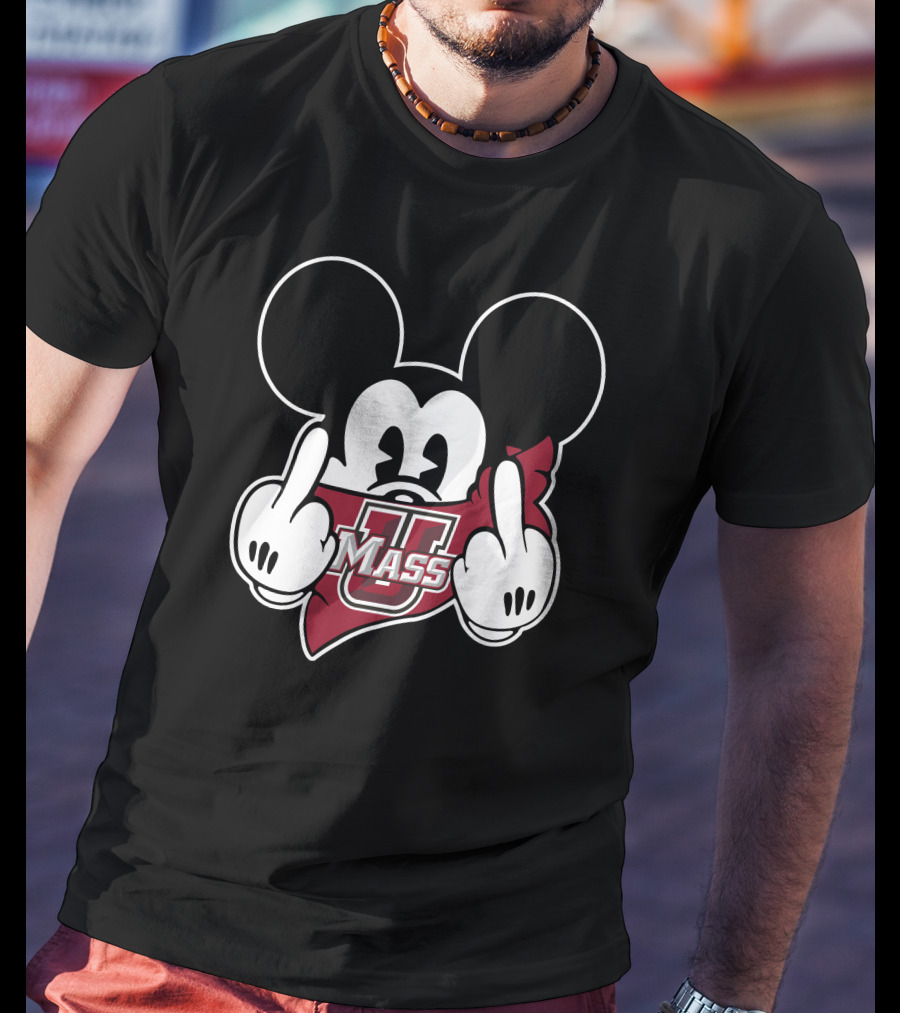 Umass Minutemen Mickey Middle Finger Gesture T-Shirt
