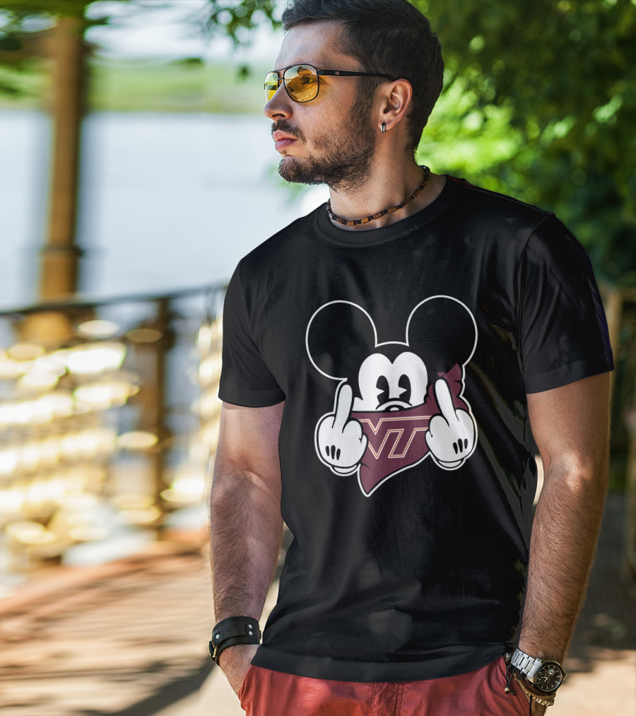 Virginia Tech Hokies VT Mickey Mouse Gesture T-Shirt