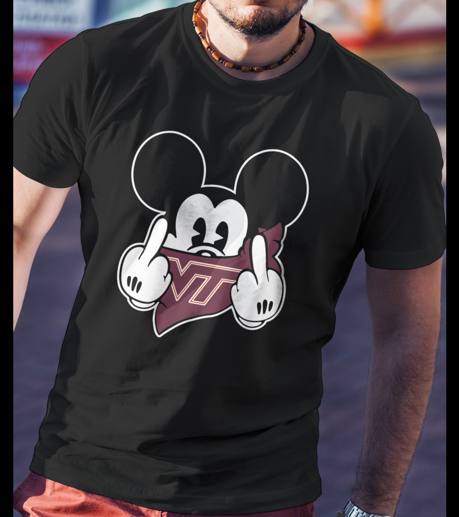 Virginia Tech Hokies VT Mickey Mouse Gesture T-Shirt