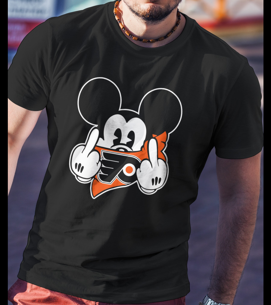 Flyers Logo Mickey Mouse Middle Finger T-Shirt