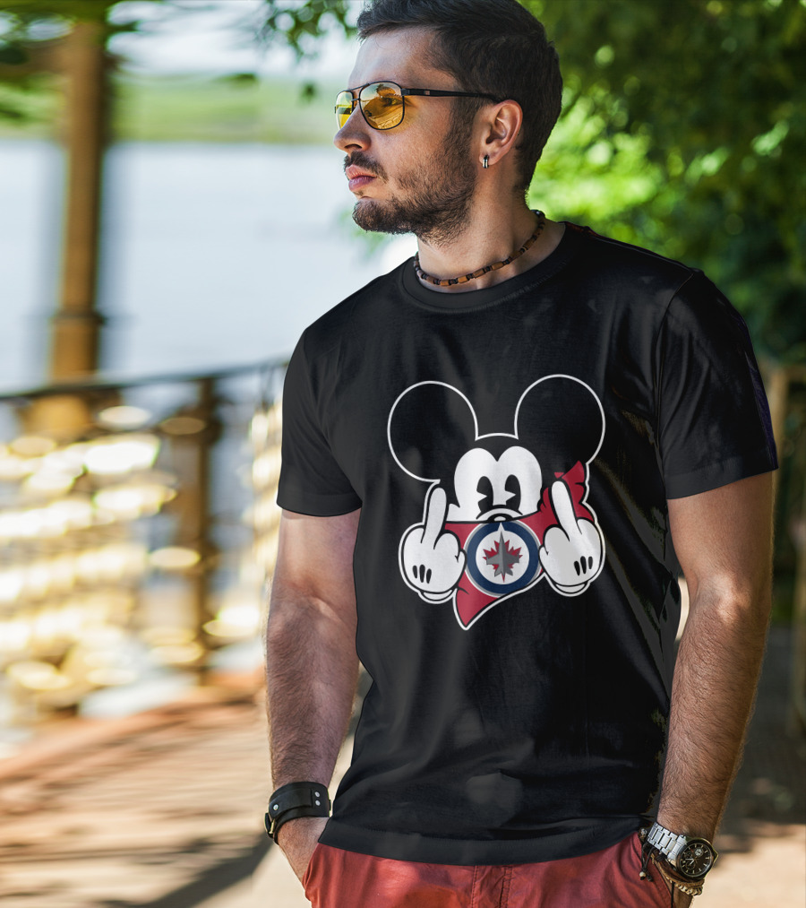 Mickey Mouse Jets Hockey Middle Finger T-Shirt