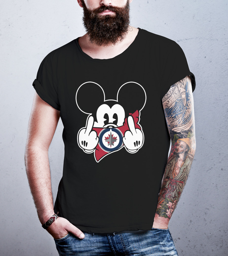 Mickey Mouse Jets Hockey Middle Finger T-Shirt