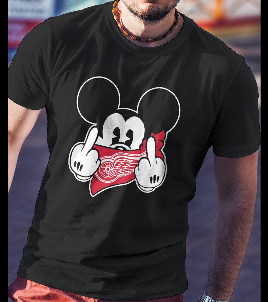 Red Wings Mickey Middle Finger T-Shirt