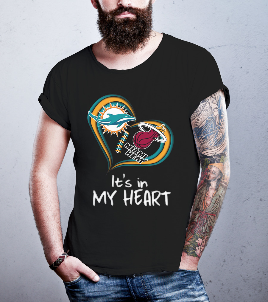 Miami Dolphins And Heat It's In My Heart T-Shirt