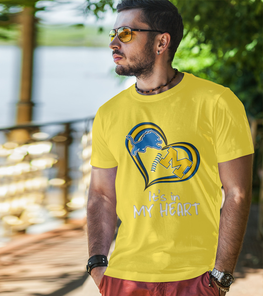 Lions Michigan M Heart It's In My Heart T-Shirt