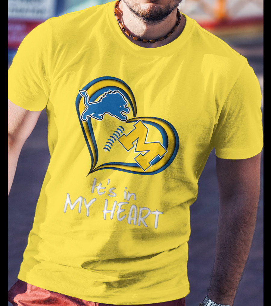 Lions Michigan M Heart It's In My Heart T-Shirt