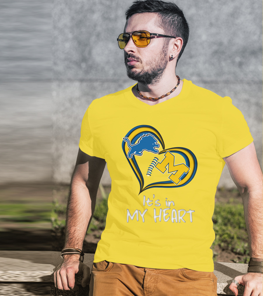 Lions Michigan M Heart It's In My Heart T-Shirt