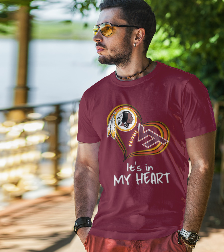 Washington Redskins Virginia Tech Hokies It's In My Heart T-Shirt