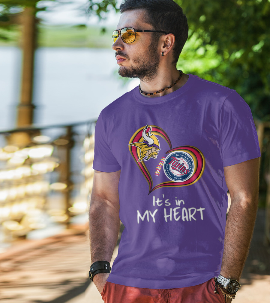 Minnesota Vikings Twins Baseball Club It's In My Heart T-Shirt
