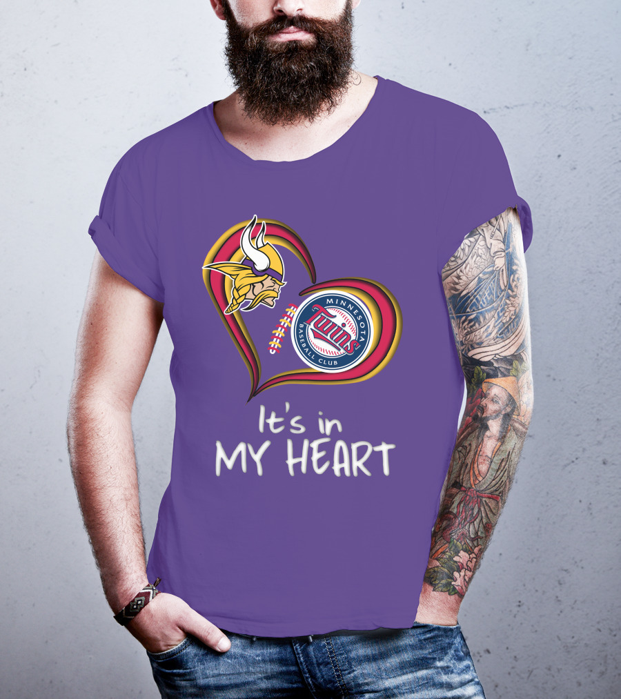 Minnesota Vikings Twins Baseball Club It's In My Heart T-Shirt