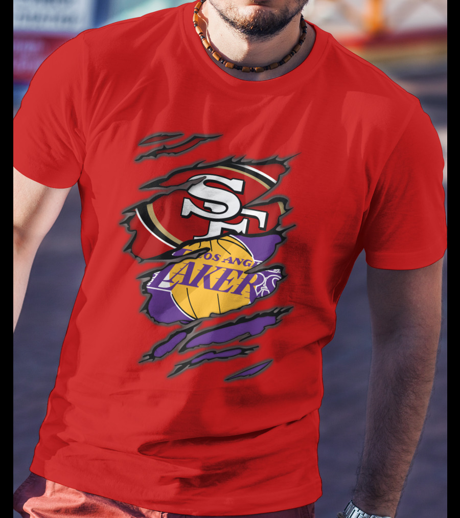 San Francisco 49ers And Los Angeles Lakers Fan T-Shirt