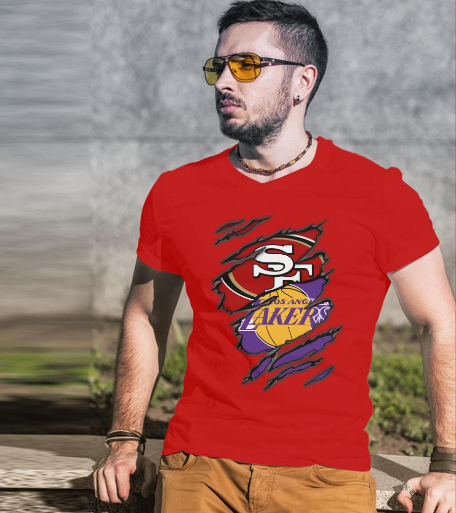 San Francisco 49ers And Los Angeles Lakers Fan T-Shirt