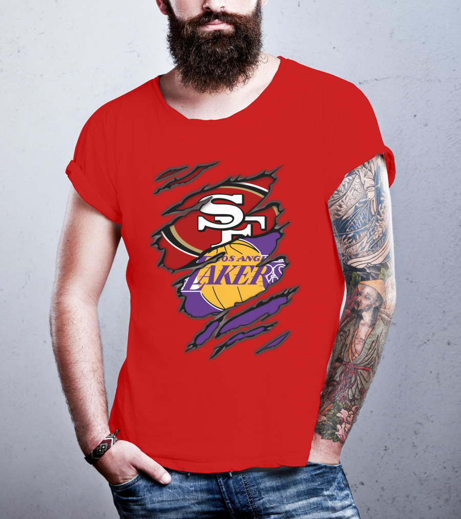 San Francisco 49ers And Los Angeles Lakers Fan T-Shirt