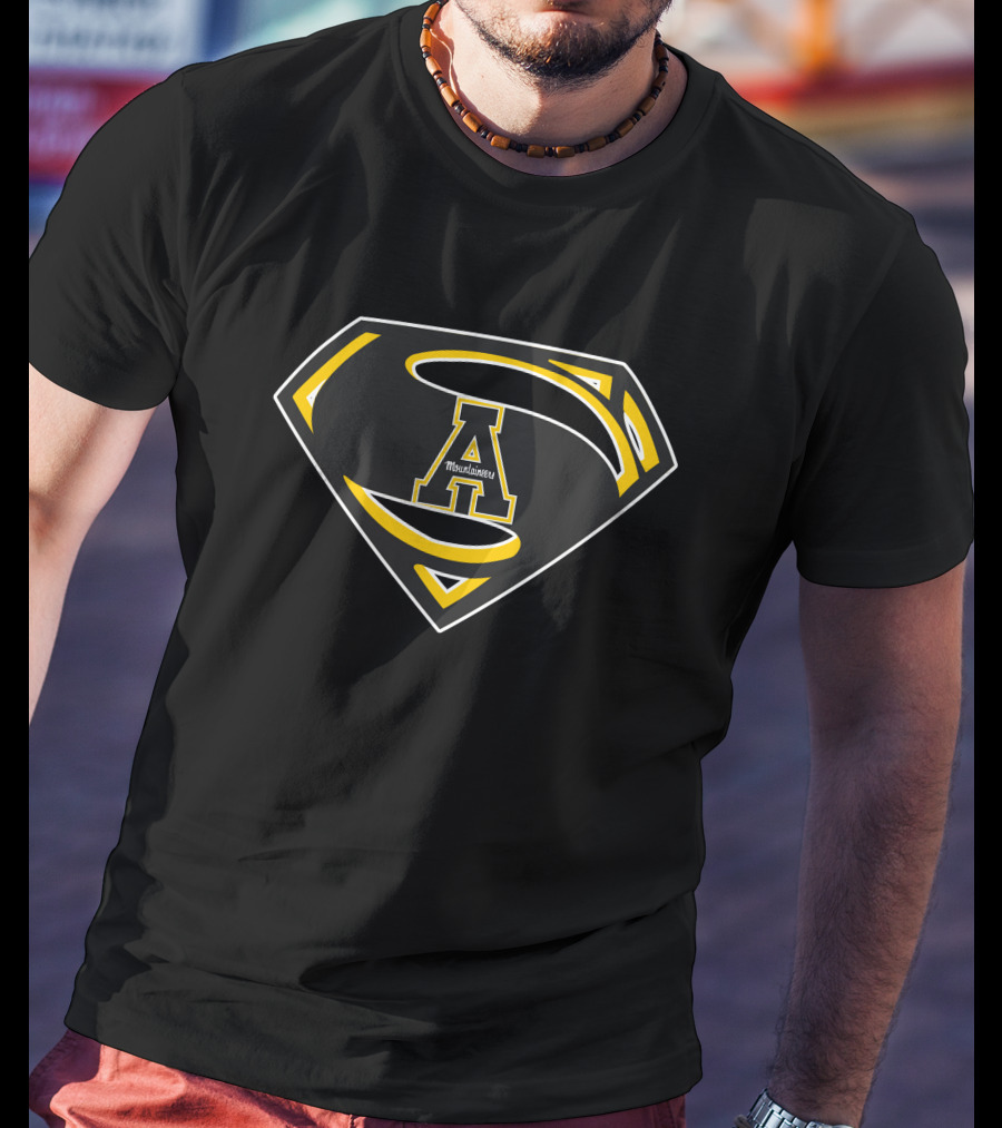 Appalachian State Mountaineers Superman Logo Icon With Mountaineers Text T-Shirt