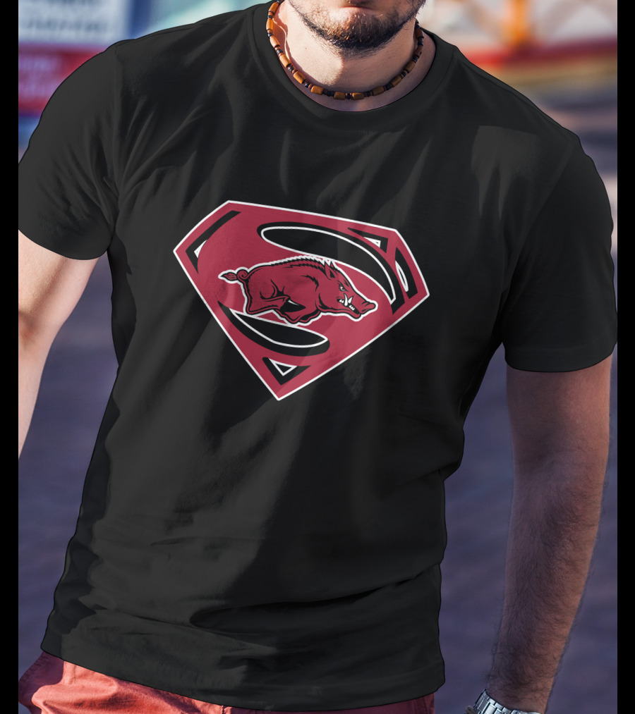 Arkansas Razorbacks Superman Logo Emblem T-Shirt