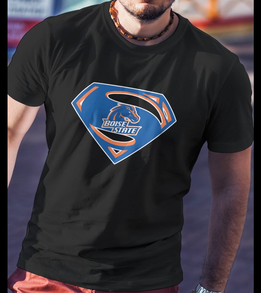Boise State Superman Boise State Broncos Super Hero Emblem T-Shirt