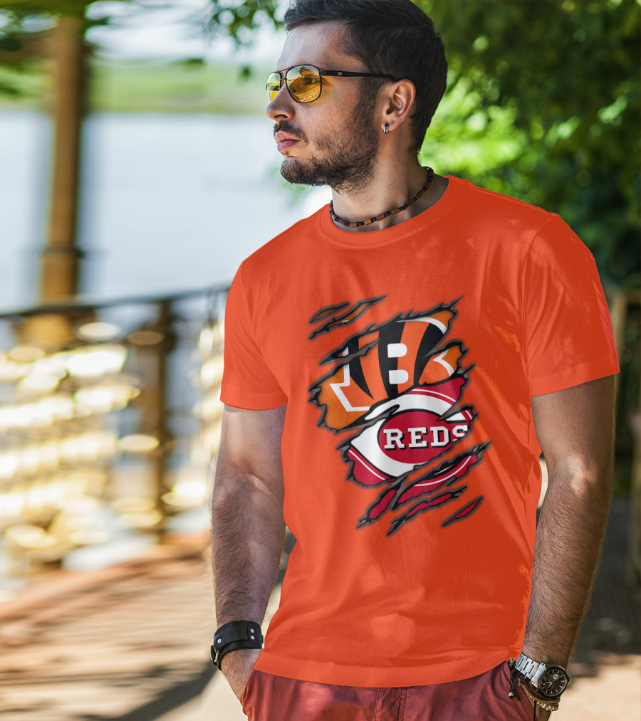 Bengals Reds Cincinnati Sports Claw Marks T-Shirt