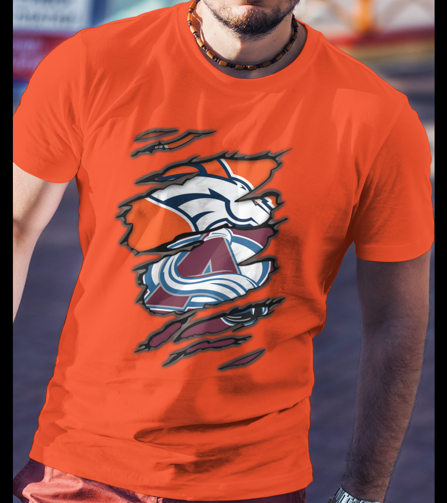 Broncos Avalanche Nfl Nhl Logo Crossover Collaboration T-Shirt