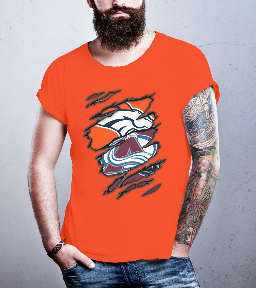 Broncos Avalanche Nfl Nhl Logo Crossover Collaboration T-Shirt