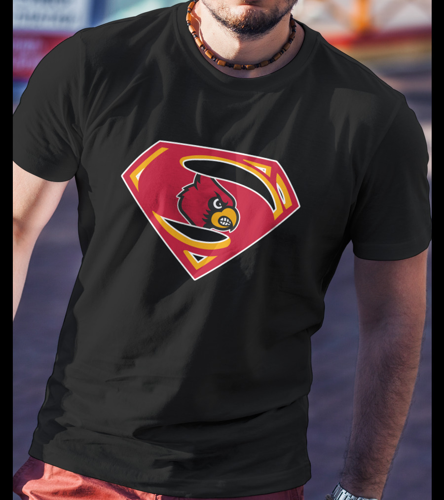 Louisville Cardinals Superman Logo Combination T-Shirt