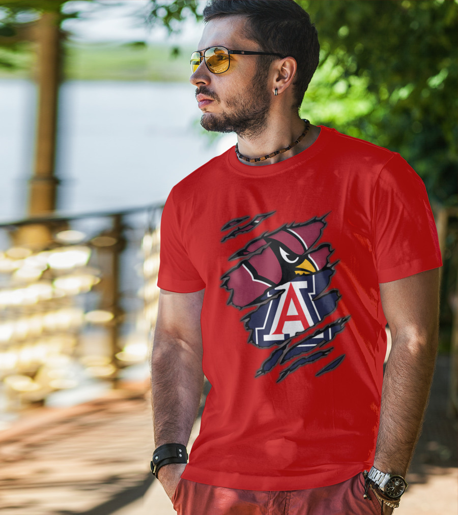 Arizona Cardinals University Wildcats Logo Fusion T-Shirt
