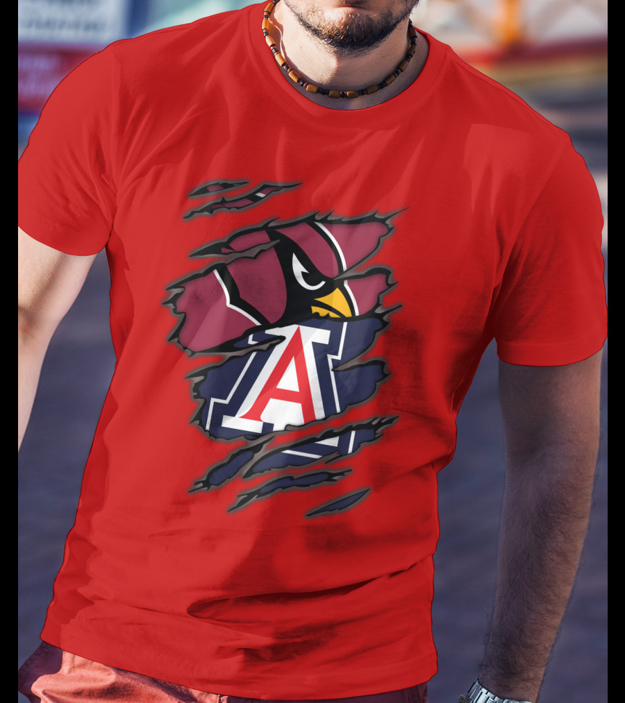 Arizona Cardinals University Wildcats Logo Fusion T-Shirt