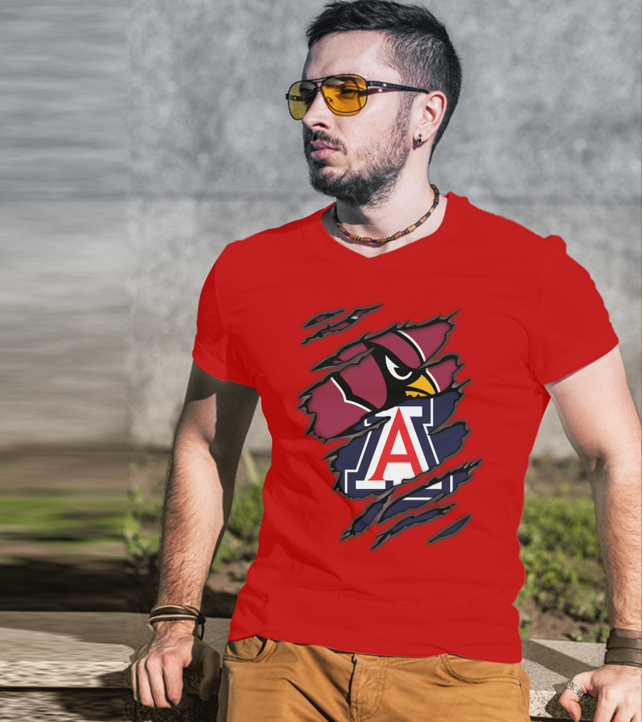 Arizona Cardinals University Wildcats Logo Fusion T-Shirt