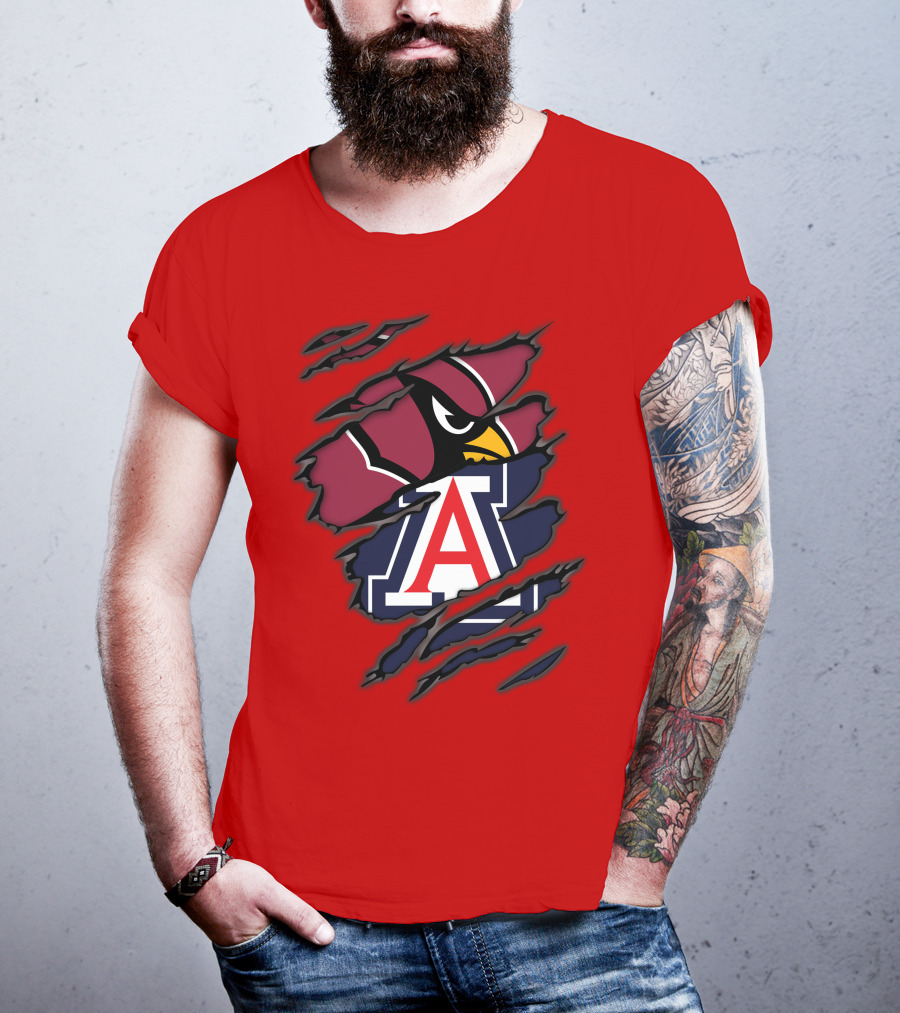 Arizona Cardinals University Wildcats Logo Fusion T-Shirt