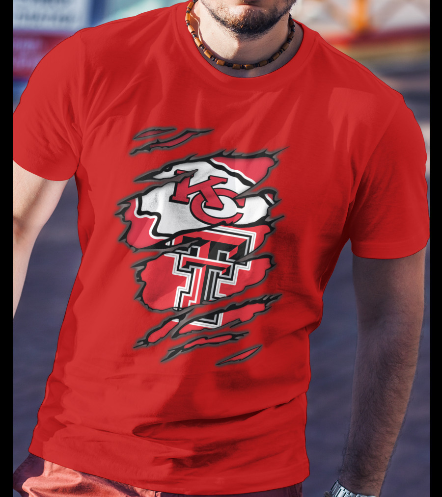 Kansas City Chiefs Texas Tech Red Raiders Logo Fusion T-Shirt