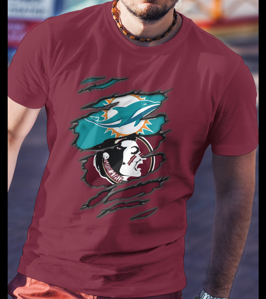 Miami Dolphins Florida State Seminoles Logo Mashup T-Shirt
