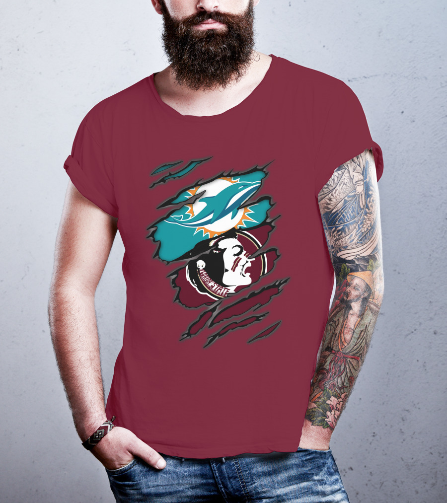 Miami Dolphins Florida State Seminoles Logo Mashup T-Shirt