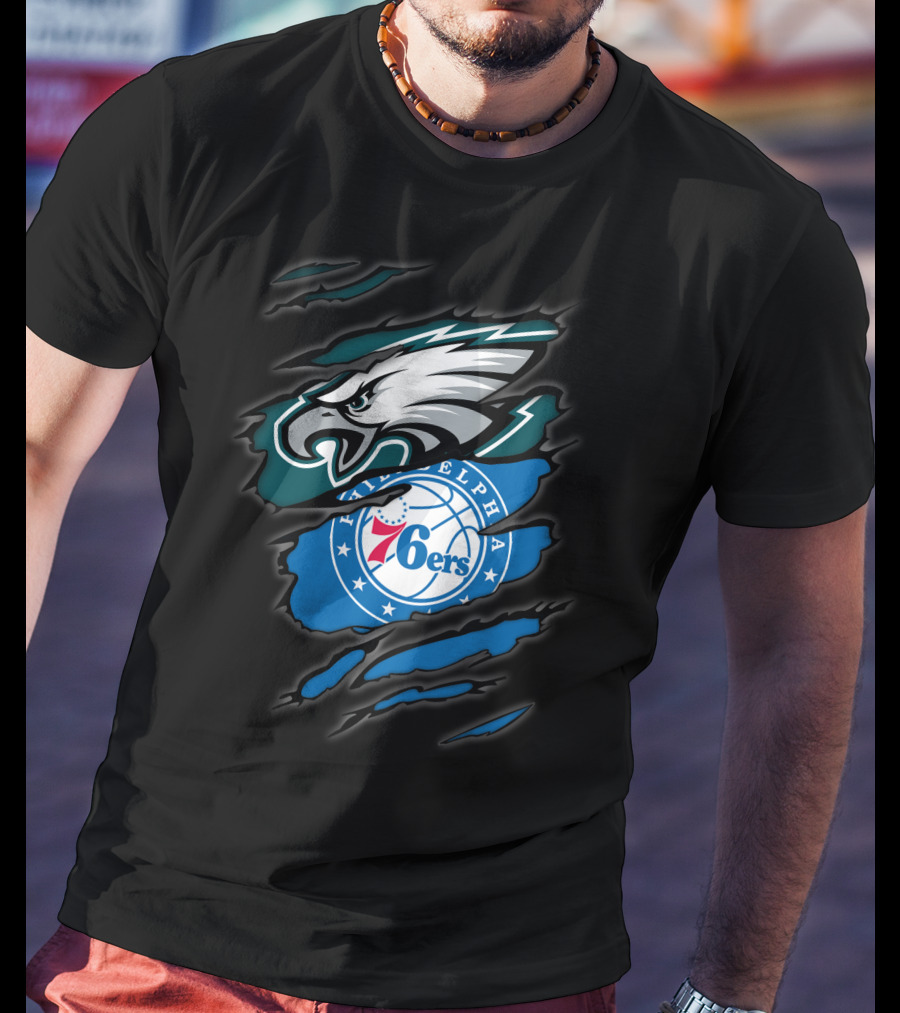 Philadelphia Eagles And 76ers Logos Combo T-Shirt