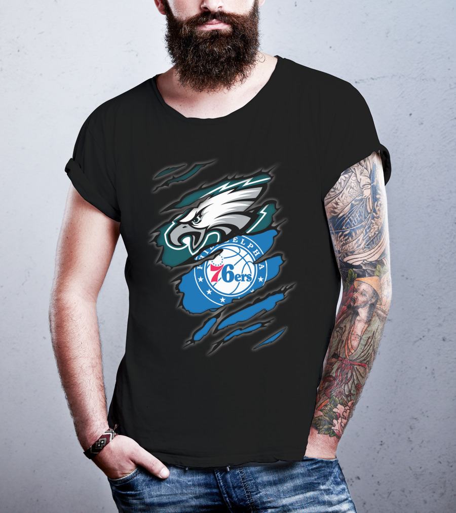 Philadelphia Eagles And 76ers Logos Combo T-Shirt