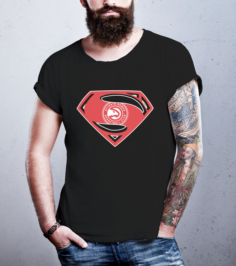 Atlanta Hawks Basketball Club Superman Logo Mashup T-Shirt