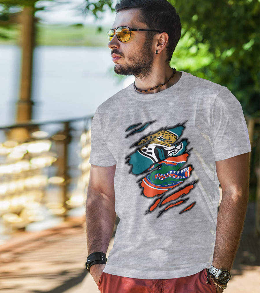 Jacksonville Jaguars Florida Gators Crossover Fan Gear Duo Team Spirit T-Shirt