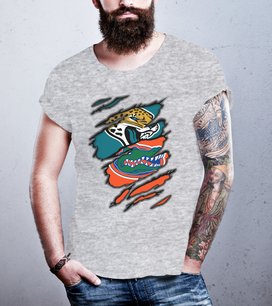 Jacksonville Jaguars Florida Gators Crossover Fan Gear Duo Team Spirit T-Shirt
