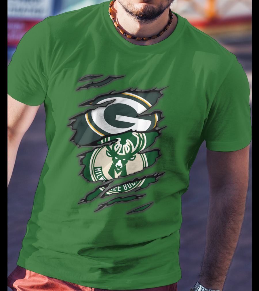 Green Bay Packers Milwaukee Bucks Crossover T-Shirt